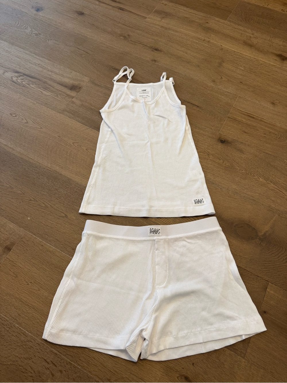 WEEKDAY White Ribbed Tank & Shorts Sleep Set